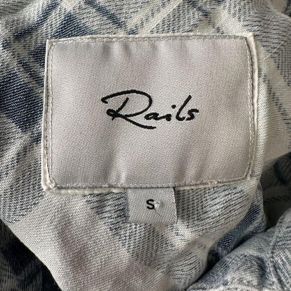 Rails Flannel Shirt Women’s Small White & Pale Blue Plaid Button Up Light - Picture 6 of 10